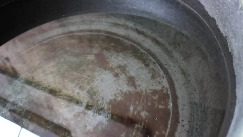 A used bucket full of moss filled with clear water Stock Footage 296148982