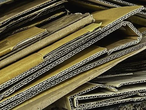 Used cardboard box stack together prepare for recycle Stockfoto's