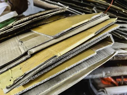 Used cardboard box stack together prepare for recycle 写真素材