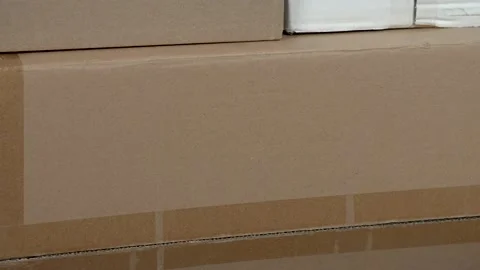 Used cardboard boxes for parcel delivery 스톡 동영상 201165049