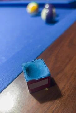 Used chalk cube placed over rail Foto stock