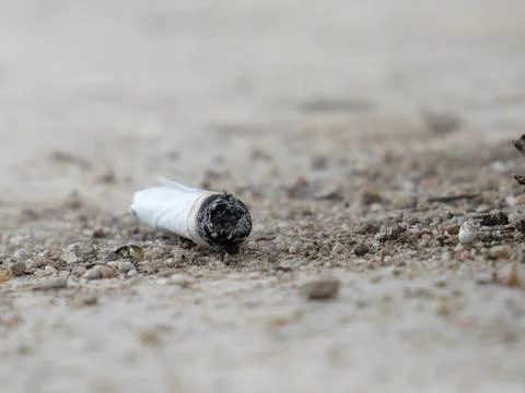 Used cigarette scraps causes pollution that is bad for the lungs. Stock Photos