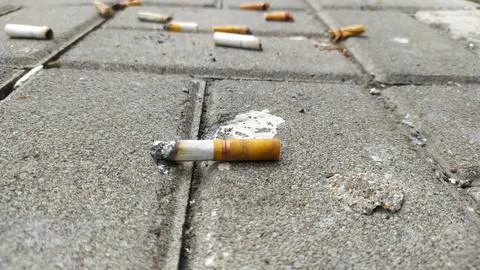Used cigarettes Foto stock