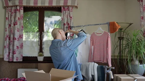 Used clothes resale concept. Video stock 221554599