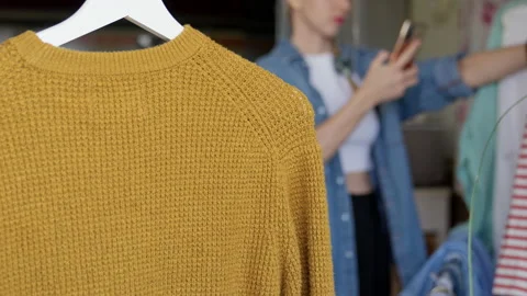 Used clothes resale concept. Stock Footage 221562434