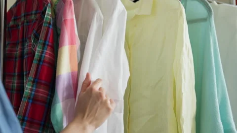 Used clothes resale concept. Stock Footage 221581485