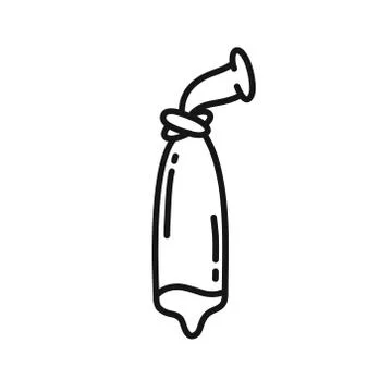 Used condom doodle icon, vector illustration Stock Illustration