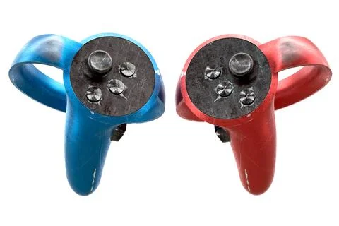 Used controllers for virtual reality, online and cloud gaming isolated on white 스톡 일러스트