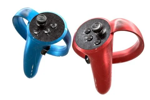 Used controllers for virtual reality, online and cloud gaming isolated on whi Stock Illustration