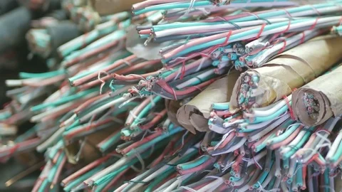 The used copper cable Stock Footage 80870612