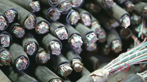 Used copper communication cable Stock Footage 81149983