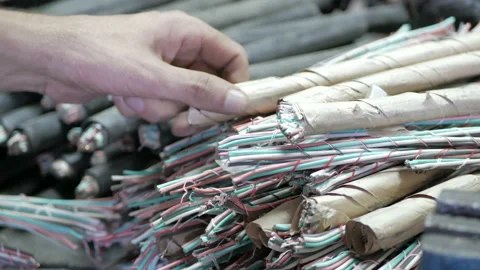 Used copper communication cable Stock Footage 86570063