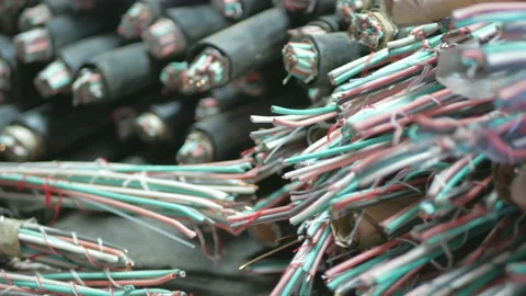 Used copper communication cable Stock Footage 88812407