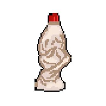 Used crumpled plastic bottle pixel art vector illustration Stock Illustration