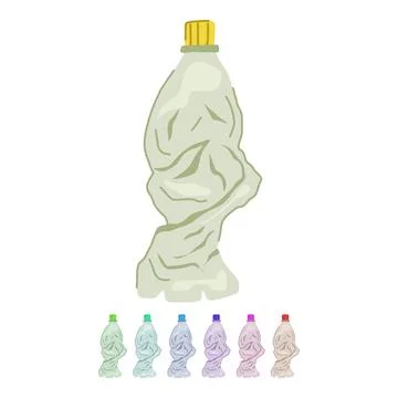 Used crumpled plastic bottle vector cartoon graphic Illustrazione stock