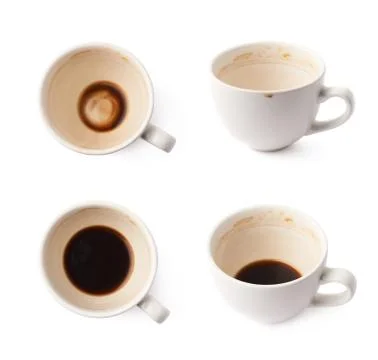 Used empty cup of coffee isolated Stock Photos