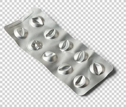 Used empty pill blister pack isolated Stock Photos
