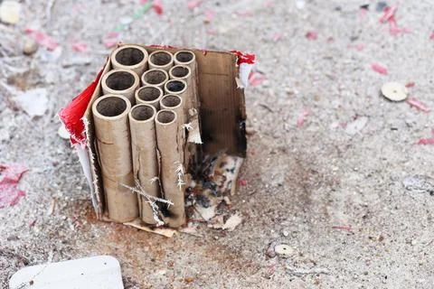 Used fireworks Stock Photos