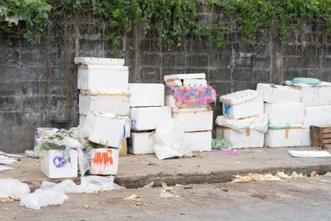 Used foam boxes Stock Photos