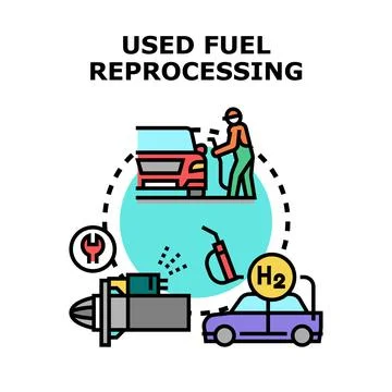 Used fuel reprocessing process converting energy resources Stock-Illustration