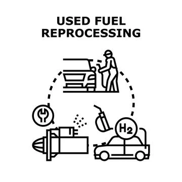Used fuel reprocessing process converting energy resources Stock Illustration