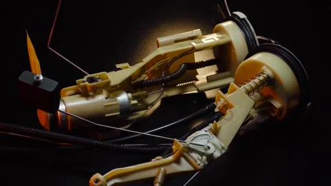Used fuel supply car engine bulb with a gas pump Stock Footage 330338646