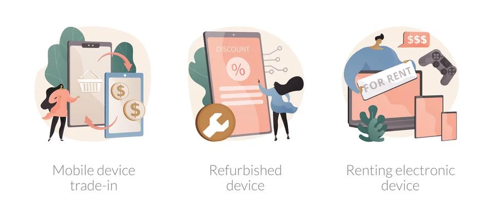 Used gadgets abstract concept vector illustrations. Stock Illustration