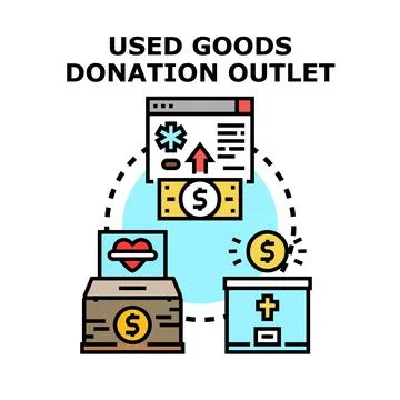 Used goods donation outlet concept color icon Stock Illustration