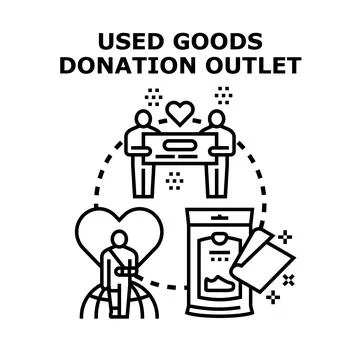 Used goods donation outlet vector illustration Stock Illustration