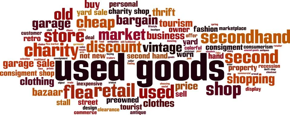 Used goods word cloud Stock Illustration