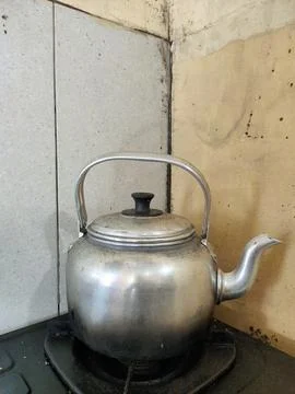 Used Kettle in Local Kitchen Stock Photos