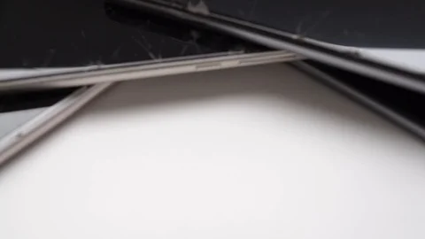 Used modern smartphone, cracks on the screen, gadget repair required Stock Footage 118579501
