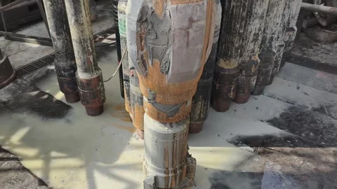Used Mud Motor and Digger Bit Racked Back on the Drill Floor 스톡 동영상 337679959