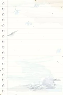 Used old notebook paper vertical background with stained effect graphic ill.. Stock Illustration