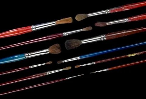 Used paintbrushes Stock Photos