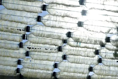 Used plastic bottle background Stock Photos