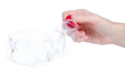 Used plastic bottle in hand Stock Photos