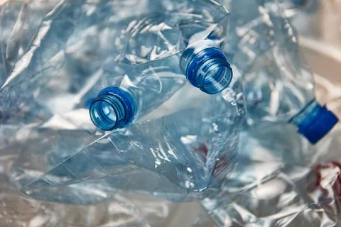 Used plastic bottles, selective focus, recycling problem, close-up Stock Photos