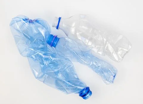 Used plastic bottles on a white background. The concept of recycling plastic 스톡 사진