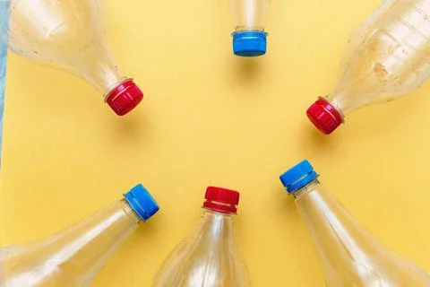 Used plastic, crumpled empty bottles, packets, pollution garbage recycle eco  Stock Photos