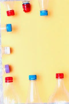 Used plastic, crumpled empty bottles, packets, pollution garbage recycle eco  Stock Photos