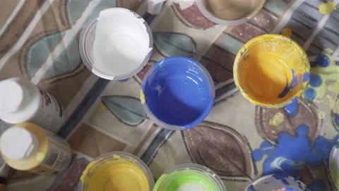 Used Plastic Paint Cups Stock-Footage 139265026