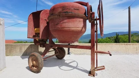 Used Red Cement Mixer at Construction Zone 動画素材 309704543