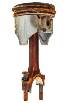 Used rusty car piston isolated on white Stock Photos