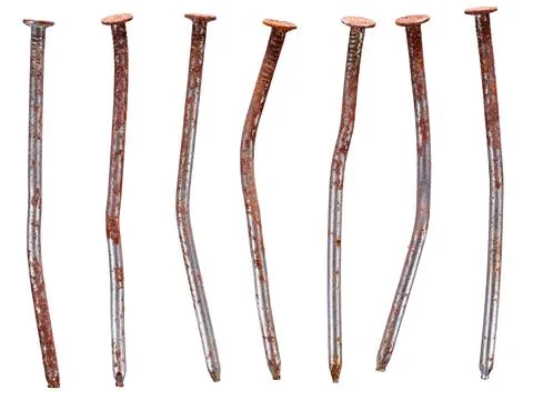 Used rusty nails isolated on white Stock Photos