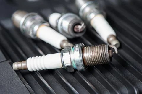Used spark plugs Stock Photos