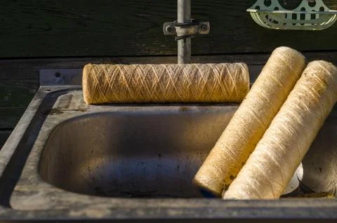 Used thread water filter 写真素材