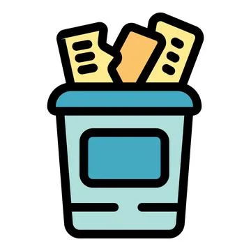 Used tickets are being thrown away in a trash can, symbolizing wasted expense Stock Illustration