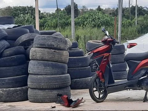 Used tires Stock Photos