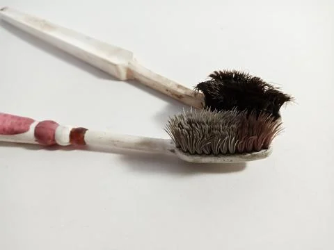 Used tooth brush presentation. Stock-Fotos